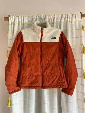 The North Face Women’s Rust Orange Puffer with Cream Sherpa Yoke